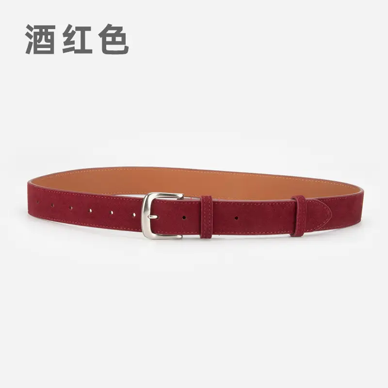 Women Retro Frosted Leather Belt Brown Pin Buckle