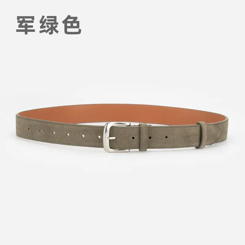 Women Retro Frosted Leather Belt Brown Pin Buckle