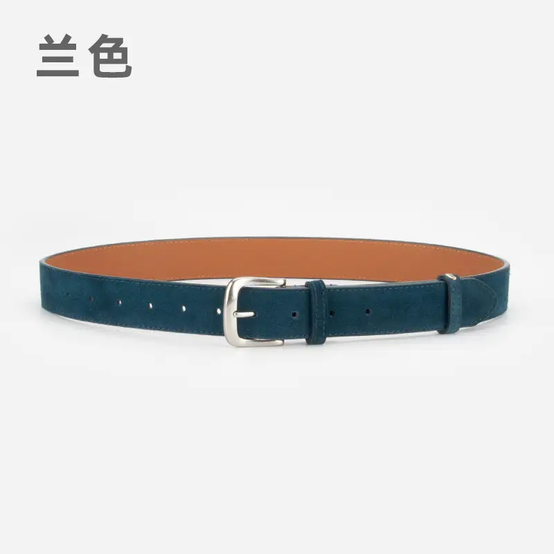 Women Retro Frosted Leather Belt Brown Pin Buckle