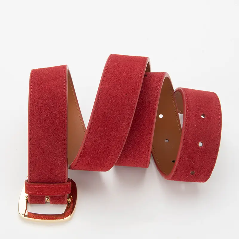 Vintage Red Leather Belt with Buckle for Women - Image 15