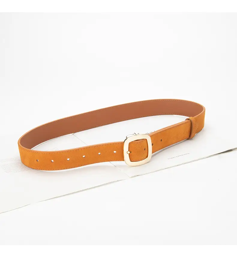 Vintage Red Leather Belt with Buckle for Women — feature 12