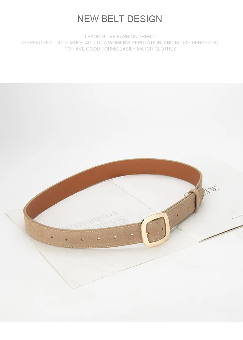 Vintage Red Leather Belt with Buckle for Women — feature 13