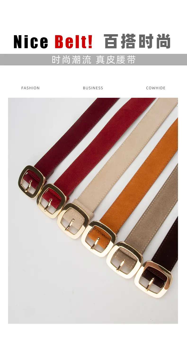 Vintage Red Leather Belt with Buckle for Women — feature 3