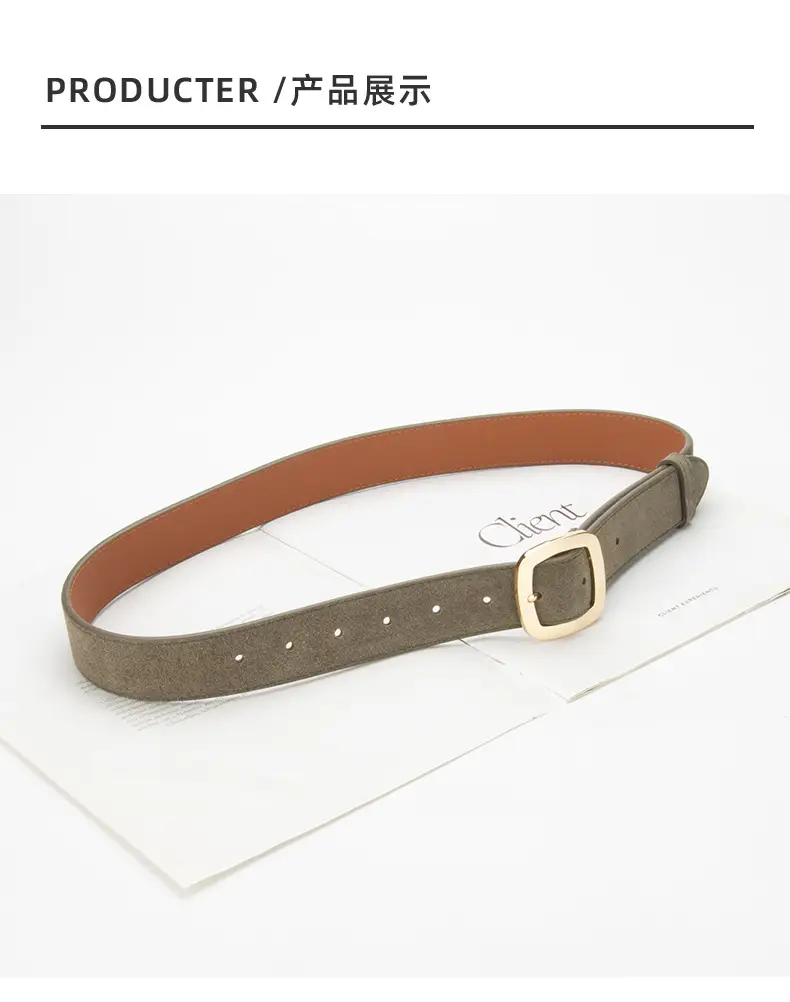 Vintage Red Leather Belt with Buckle for Women — feature 9