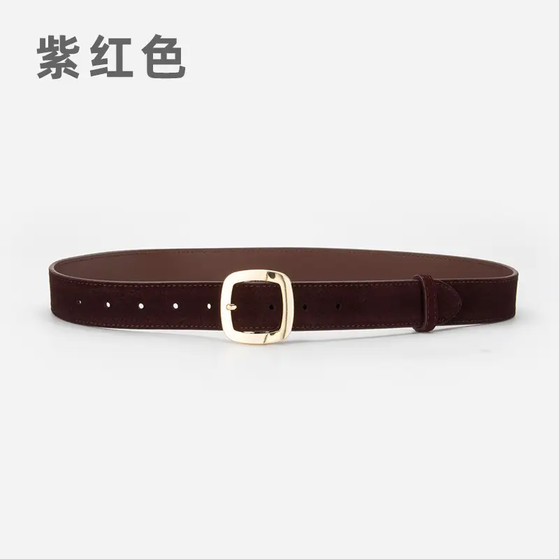 Vintage Red Leather Belt with Buckle for Women - Image 12