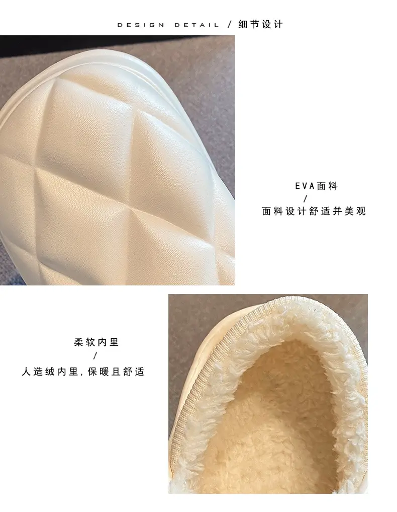 Autumn and Winter Bag Heel Waterproof Cotton Slippers for Women Couple Home Indoor and Outdoor Wear fleece-lined Non-slip Warm Moon Shoes for Men — feature 5