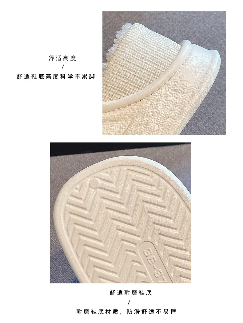 Autumn and Winter Bag Heel Waterproof Cotton Slippers for Women Couple Home Indoor and Outdoor Wear fleece-lined Non-slip Warm Moon Shoes for Men — feature 6