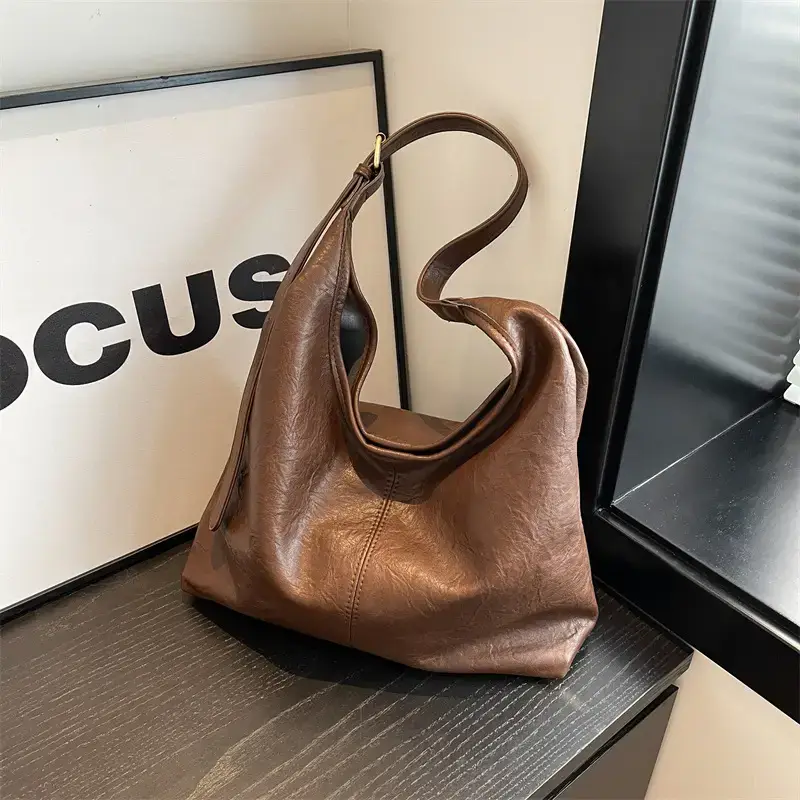 Brown Leather Crossbody Bag with Matching Pouch for Women - Image 5