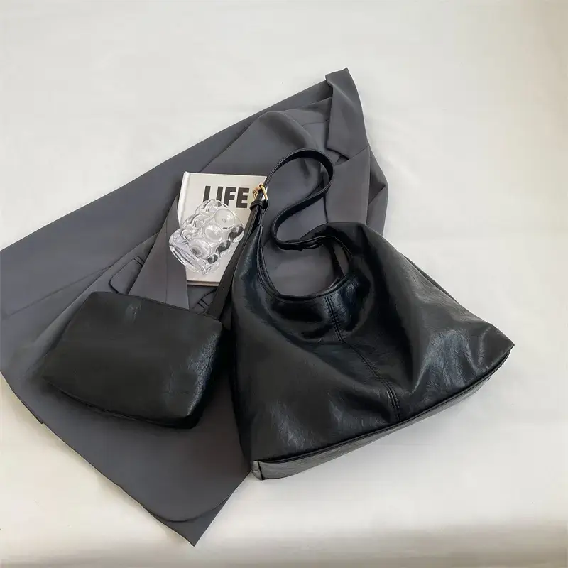 Brown Leather Crossbody Bag with Matching Pouch for Women - Image 2