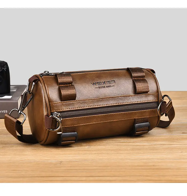 Men's Waterproof Crossbody Bag Brown Leather Large Capacity — feature 24