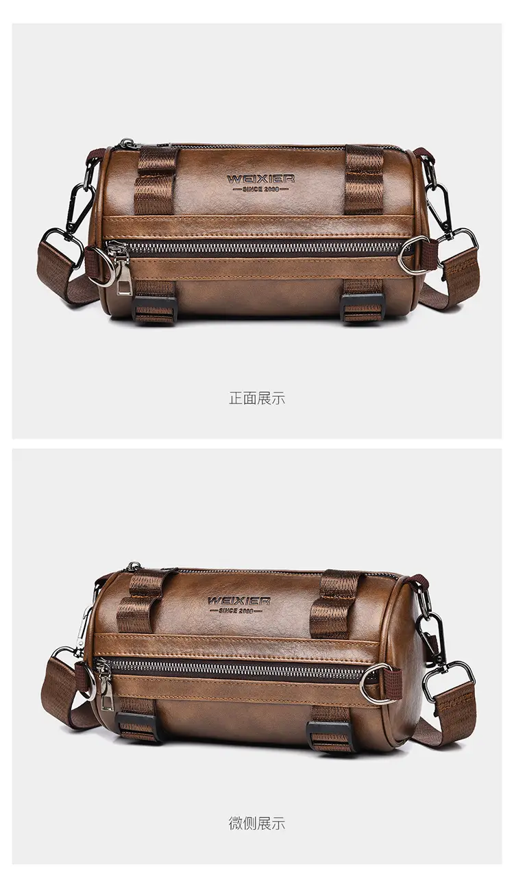 Men's Waterproof Crossbody Bag Brown Leather Large Capacity — feature 25