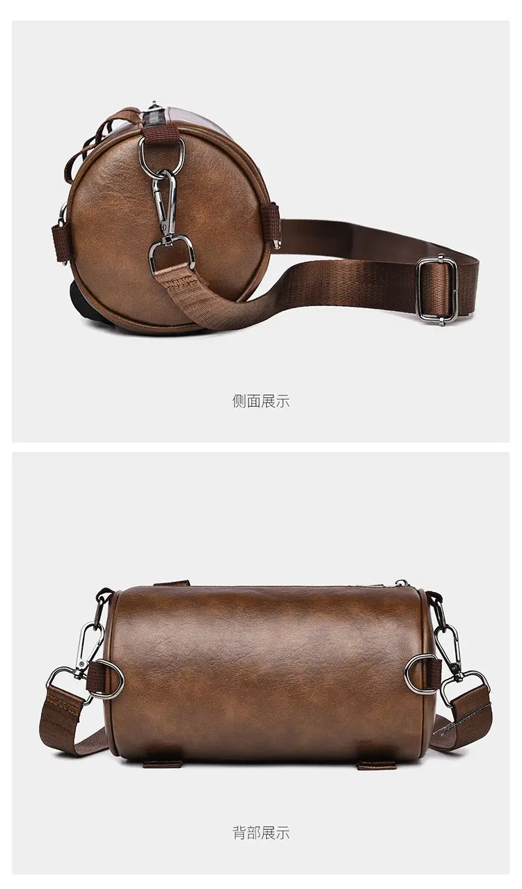 Men's Waterproof Crossbody Bag Brown Leather Large Capacity — feature 26