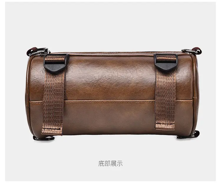Men's Waterproof Crossbody Bag Brown Leather Large Capacity — feature 27
