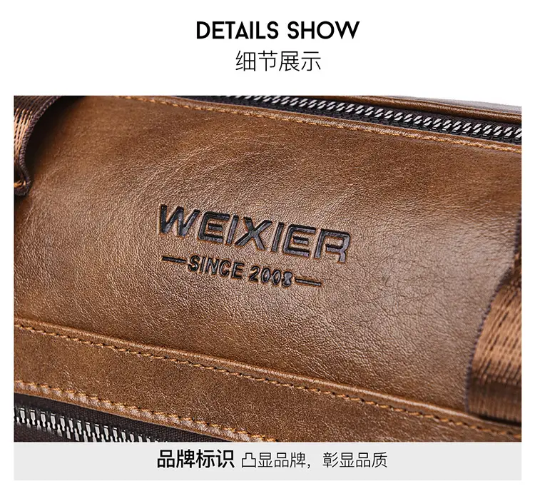 Men's Waterproof Crossbody Bag Brown Leather Large Capacity — feature 28
