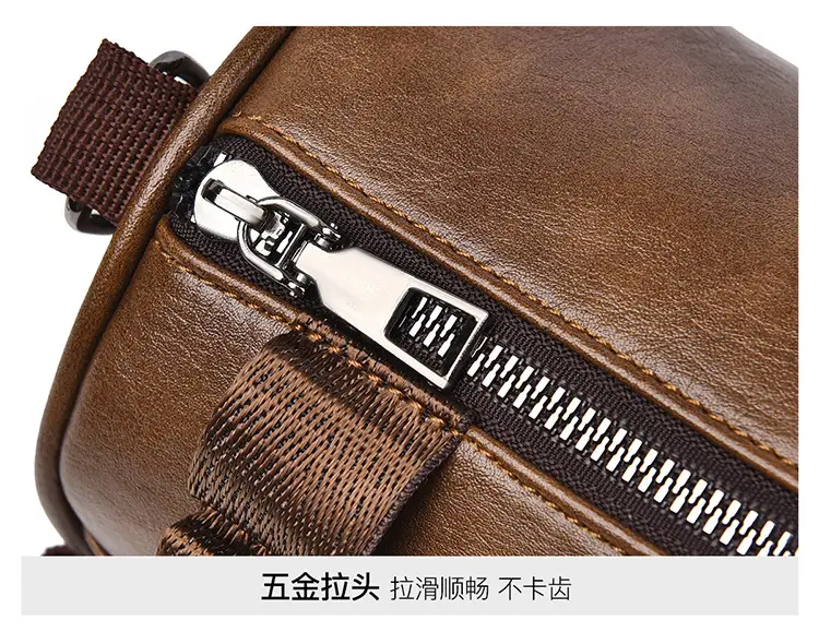 Men's Waterproof Crossbody Bag Brown Leather Large Capacity — feature 29