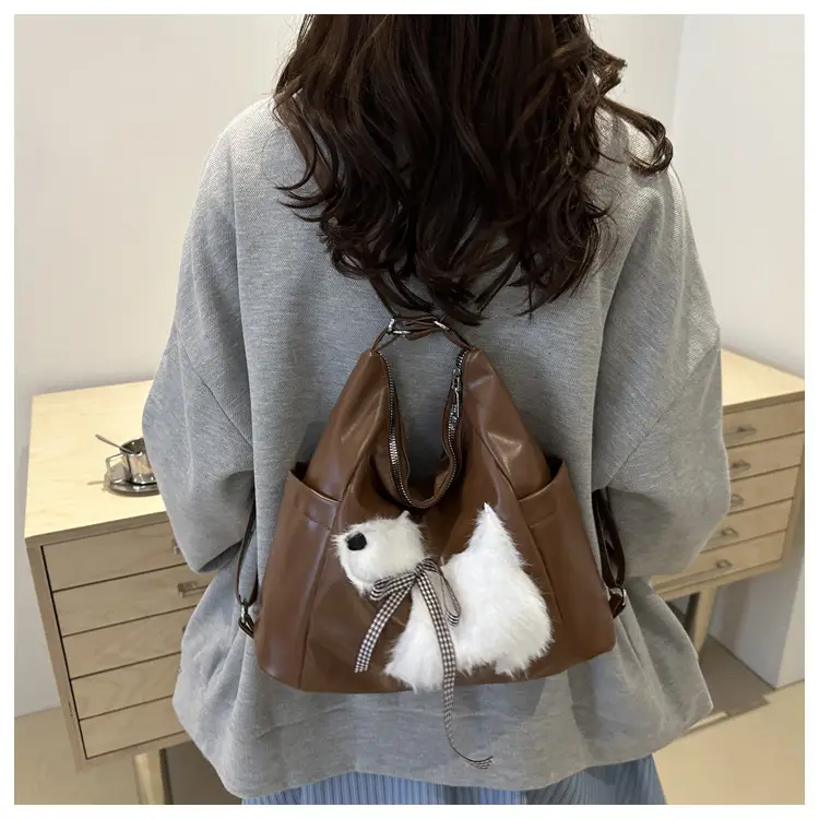 Women's Brown Faux Fur Crossbody Bag with Cute Design — feature 10