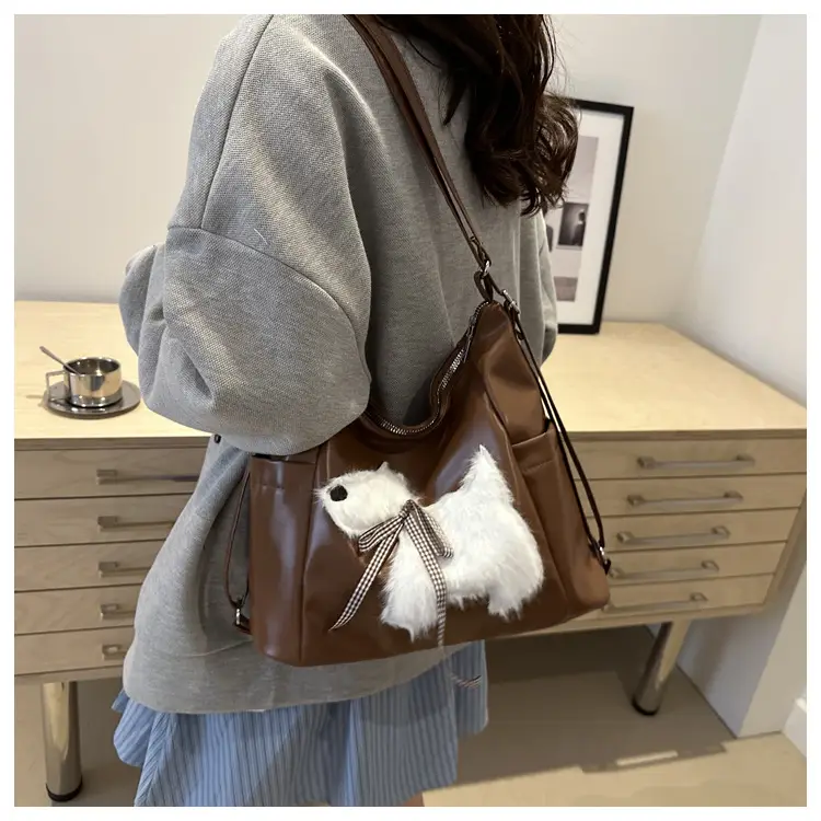 Women's Brown Faux Fur Crossbody Bag with Cute Design — feature 11