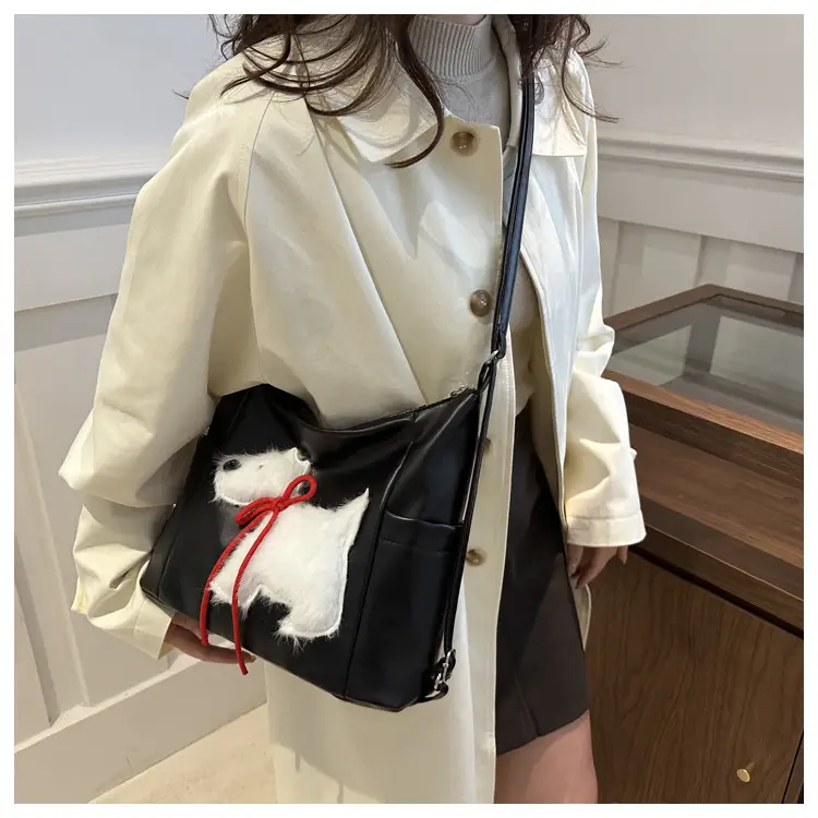 Women's Brown Faux Fur Crossbody Bag with Cute Design — feature 14