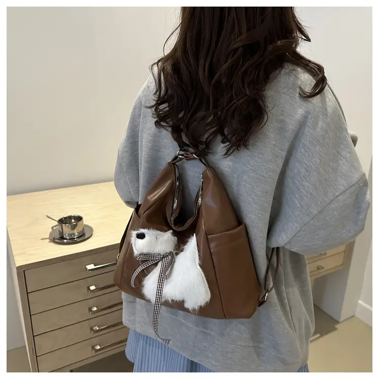 Women's Brown Faux Fur Crossbody Bag with Cute Design — feature 7