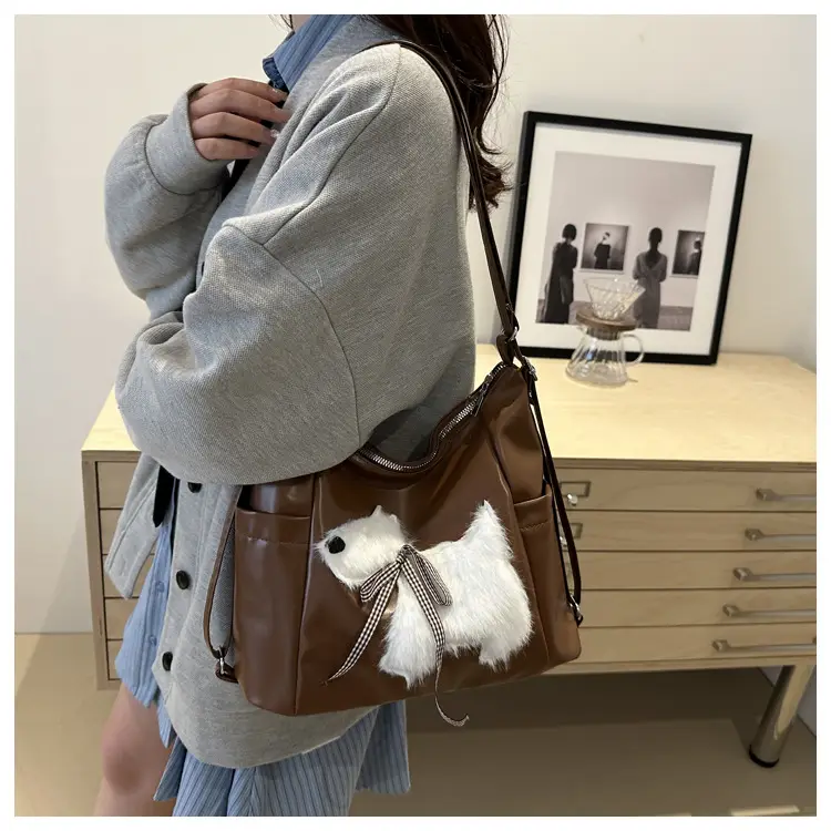 Women's Brown Faux Fur Crossbody Bag with Cute Design — feature 8