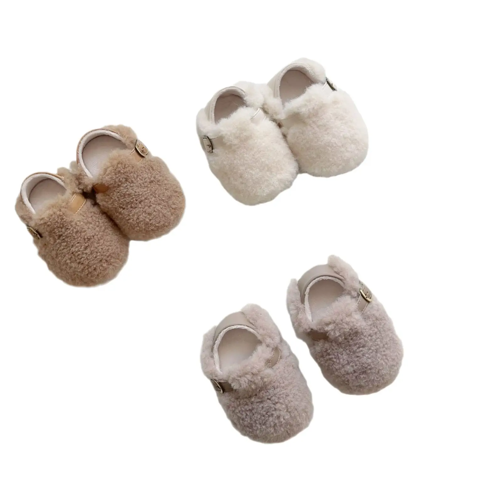 Winter Plush Fur Baby Shoes for Men Women Non-Slip Velcro