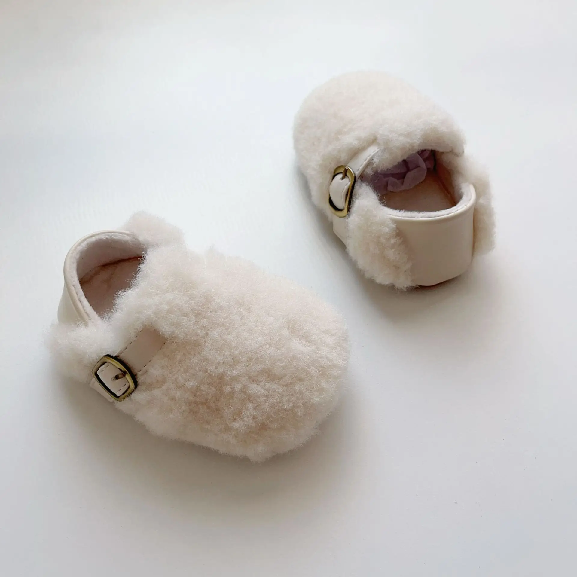 Winter Plush Fur Baby Shoes for Men Women Non-Slip Velcro
