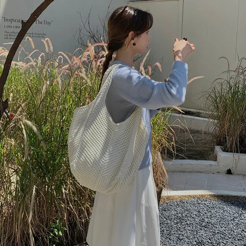 Vintage Crochet Woven Shoulder Bag for Women - Image 12
