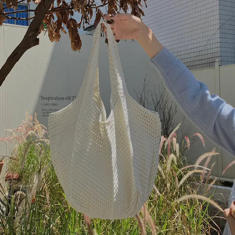 Vintage Crochet Woven Shoulder Bag for Women - Image 13