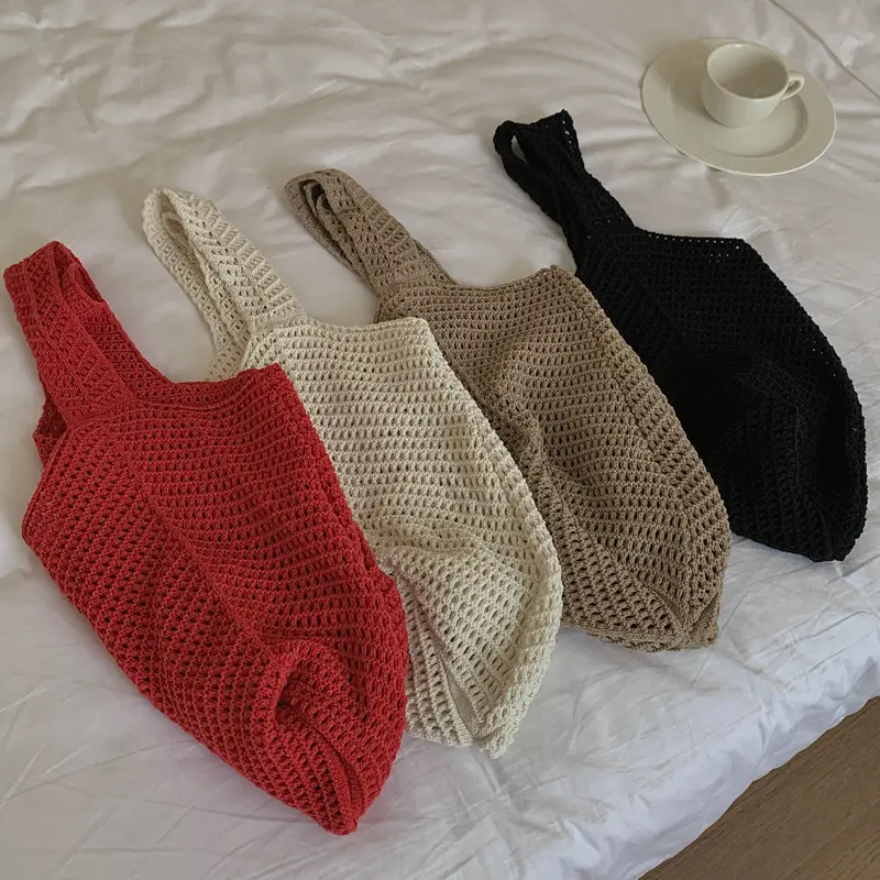 Vintage Crochet Woven Shoulder Bag for Women - Image 14