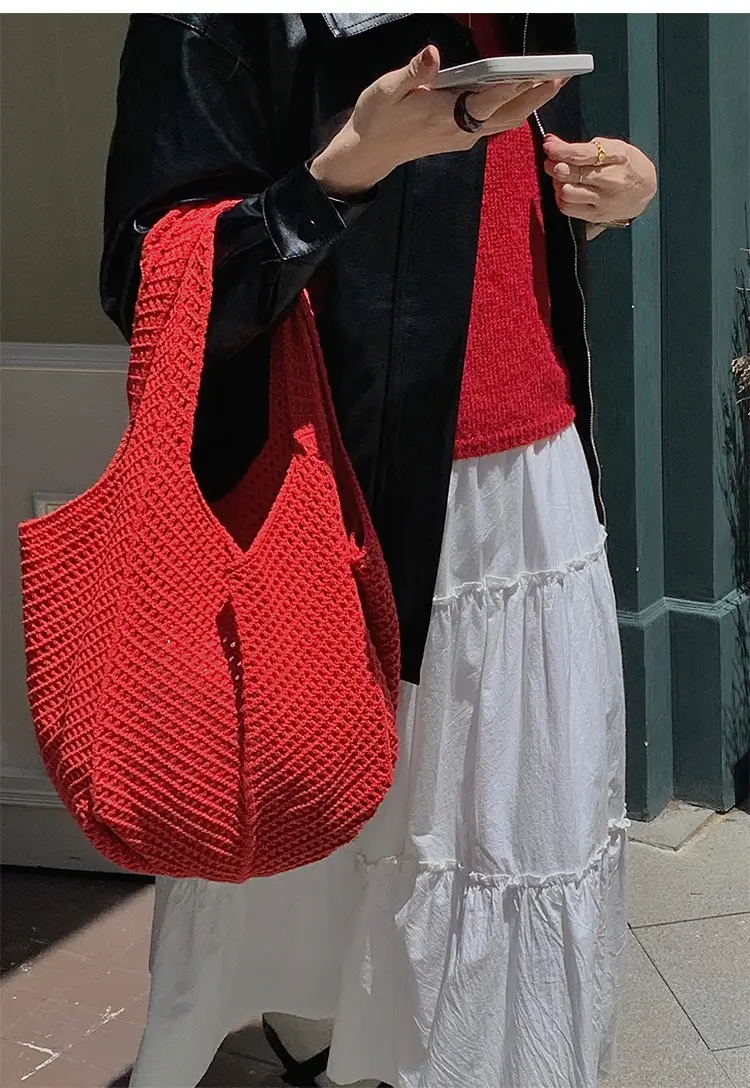 Vintage Crochet Woven Shoulder Bag for Women — feature 12