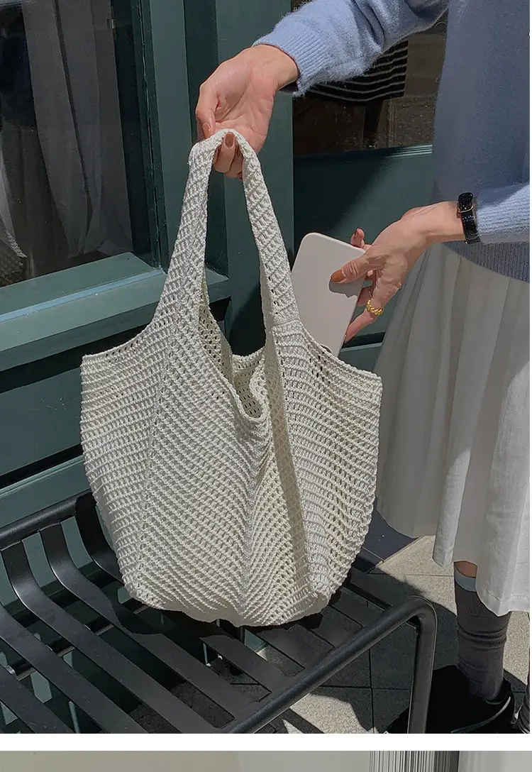 Vintage Crochet Woven Shoulder Bag for Women — feature 18