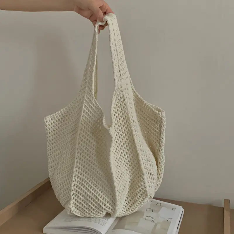 Vintage Crochet Woven Shoulder Bag for Women - Image 2