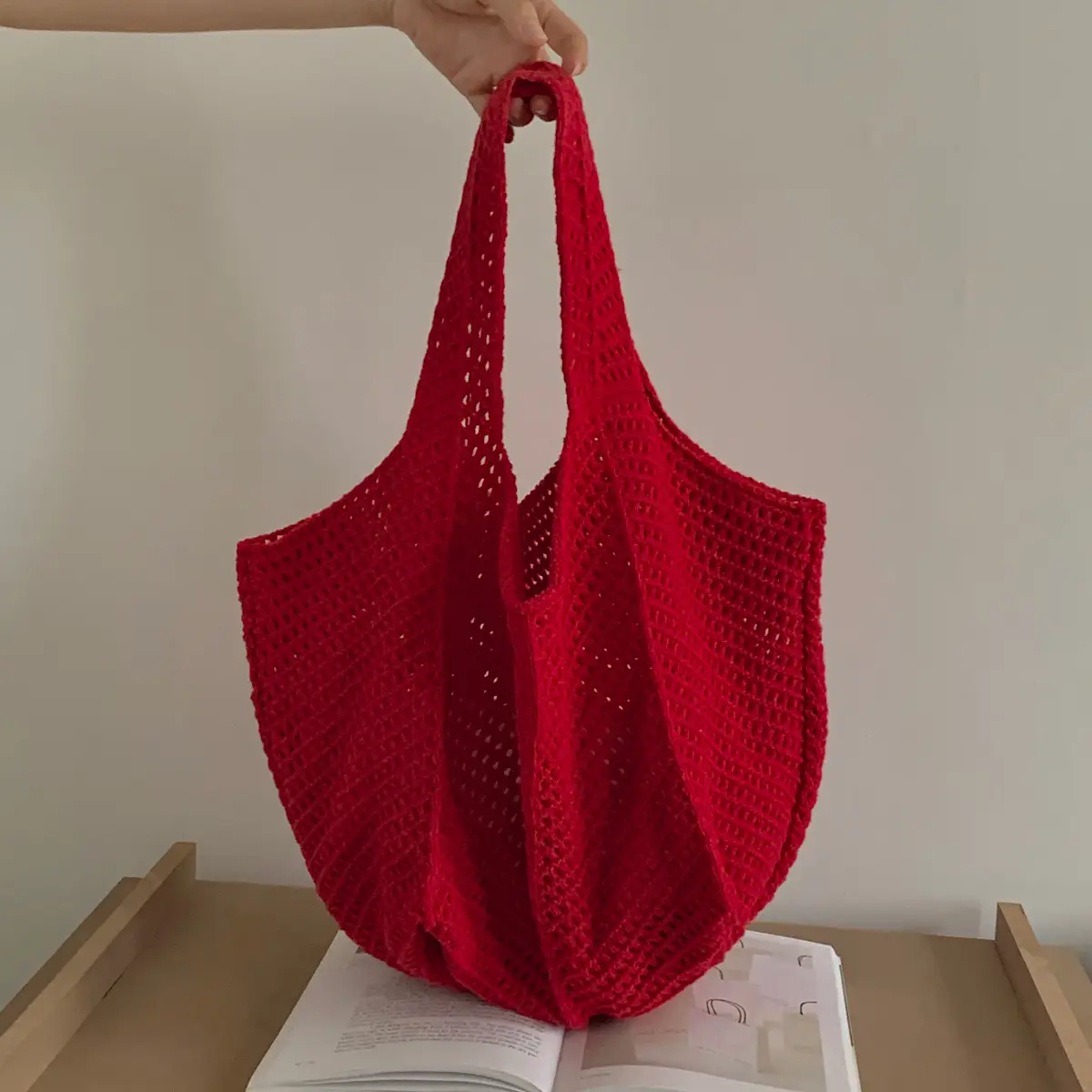 Vintage Crochet Woven Shoulder Bag for Women - Image 3