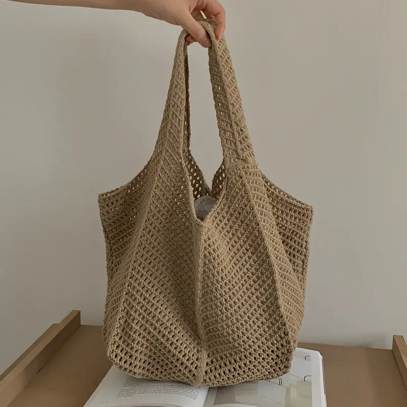 Vintage Crochet Woven Shoulder Bag for Women - Image 4