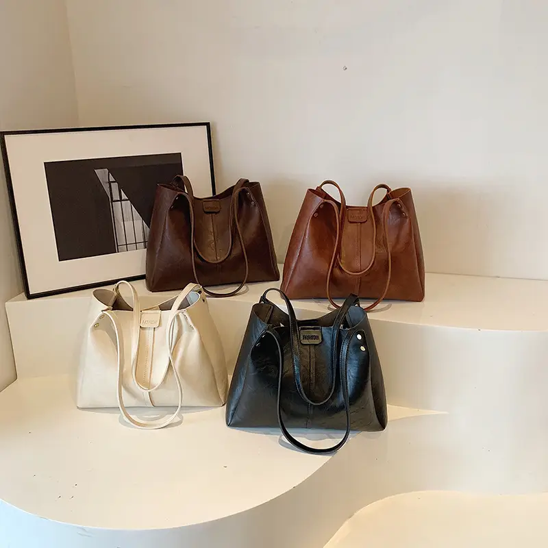 Brown Leather Retro Commuter Tote Bag 2024 - Image 5