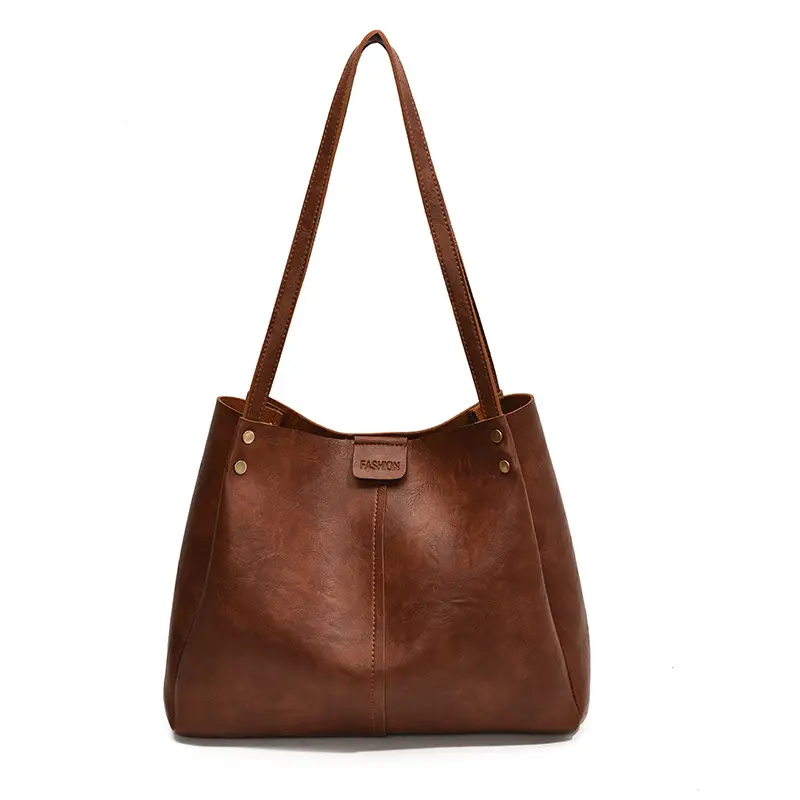 Brown Leather Retro Commuter Tote Bag 2024 - Image 3