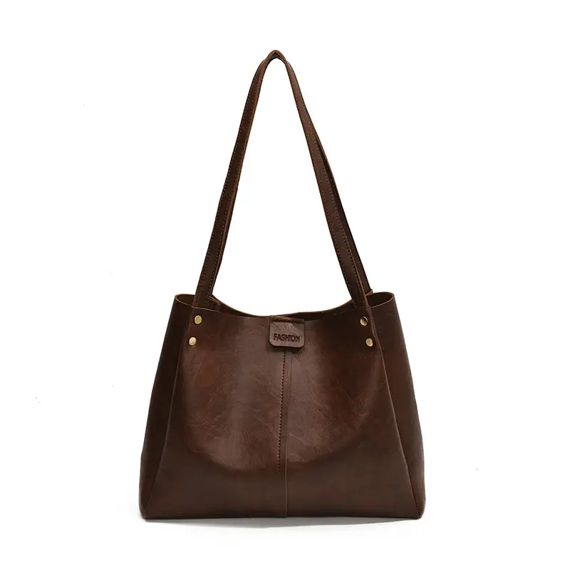 Brown Leather Retro Commuter Tote Bag 2024 - Image 4