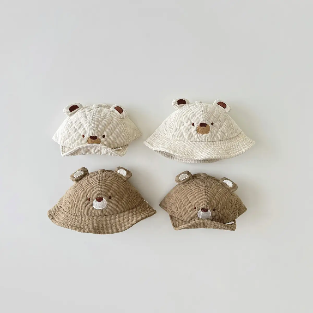 Baby Bear Beanies White Brown Quilted Infant Hats 2025 - Image 6