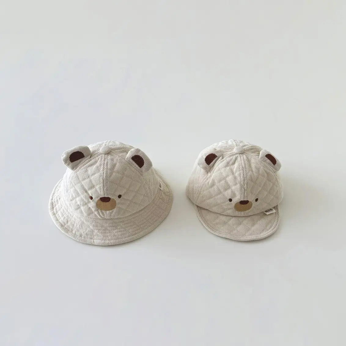 Baby Bear Beanies White Brown Quilted Infant Hats 2025 - Image 7