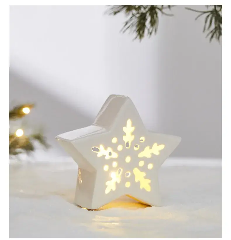Ceramic Christmas Tree Hut Lamp Decor 19cm White — feature 10