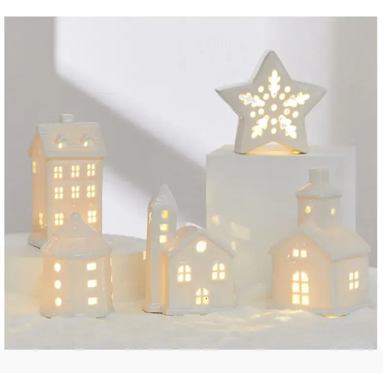 Ceramic Christmas Tree Hut Lamp Decor 19cm White — feature 7