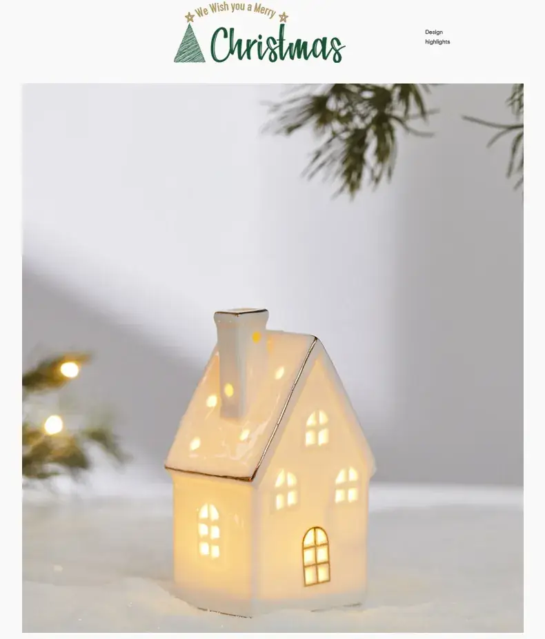 Ceramic Christmas Tree Hut Lamp Decor 19cm White — feature 8