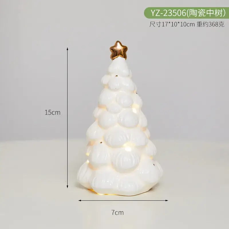 Ceramic Christmas Tree Hut Lamp Decor 19cm White - Image 14
