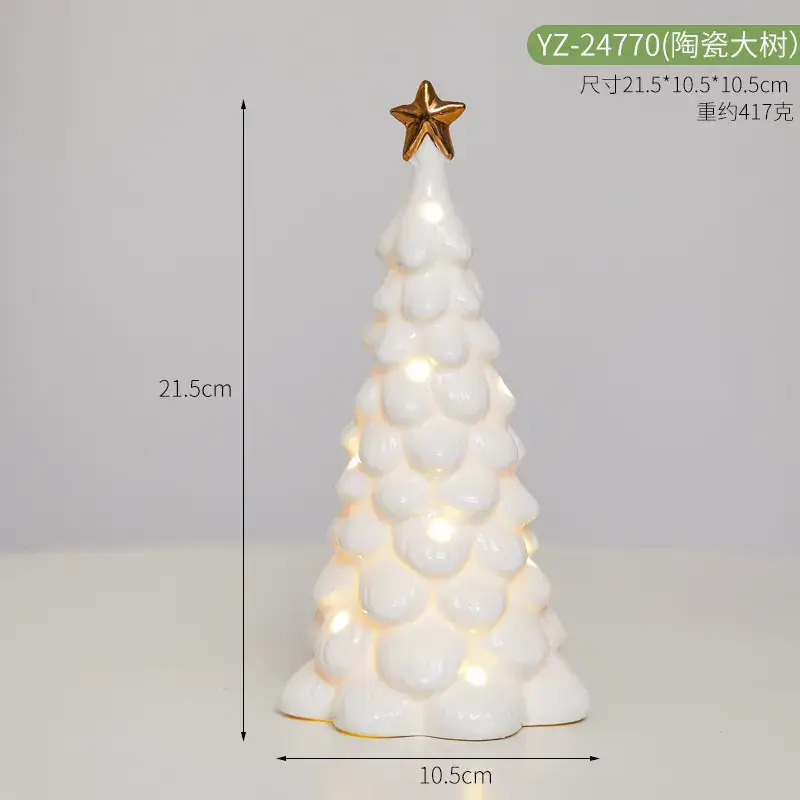Ceramic Christmas Tree Hut Lamp Decor 19cm White - Image 15