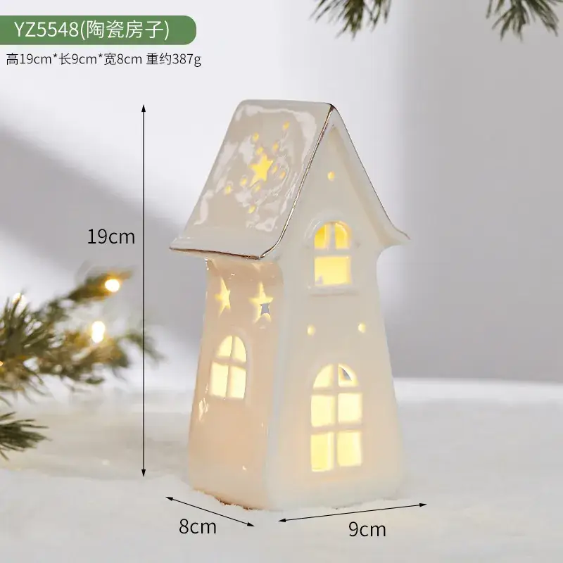 Ceramic Christmas Tree Hut Lamp Decor 19cm White - Image 3