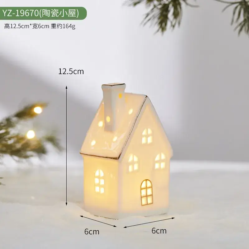 Ceramic Christmas Tree Hut Lamp Decor 19cm White - Image 4