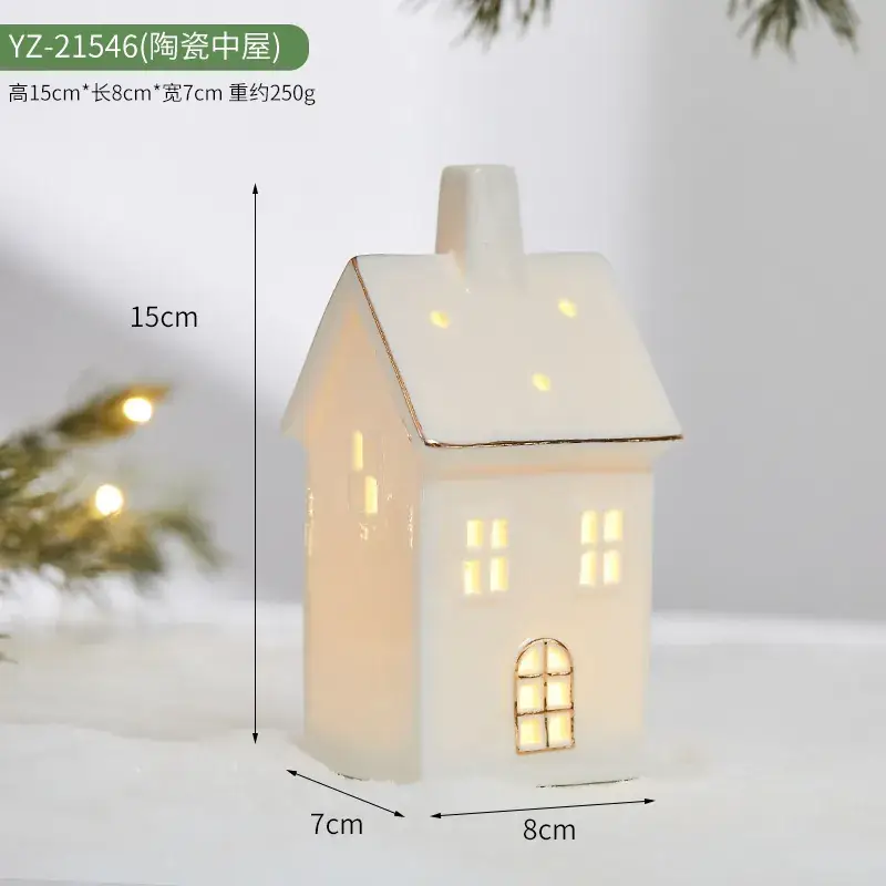 Ceramic Christmas Tree Hut Lamp Decor 19cm White - Image 5