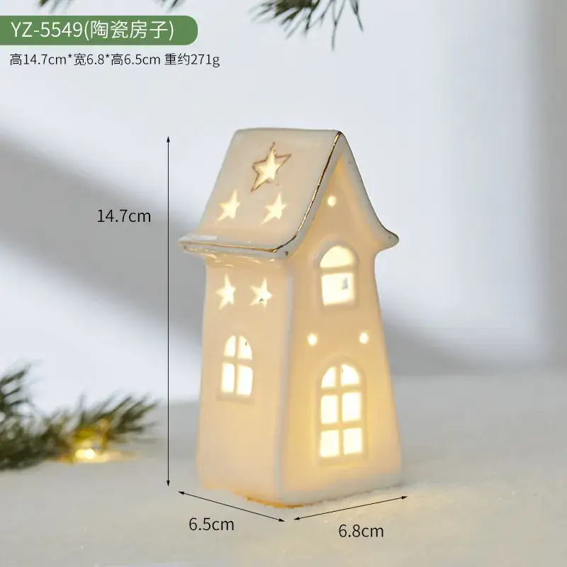 Ceramic Christmas Tree Hut Lamp Decor 19cm White - Image 7