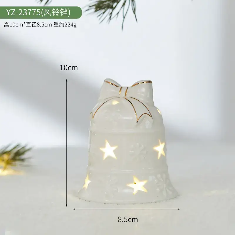 Ceramic Christmas Tree Hut Lamp Decor 19cm White - Image 8