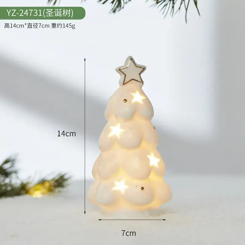 Ceramic Christmas Tree Hut Lamp Decor 19cm White - Image 9